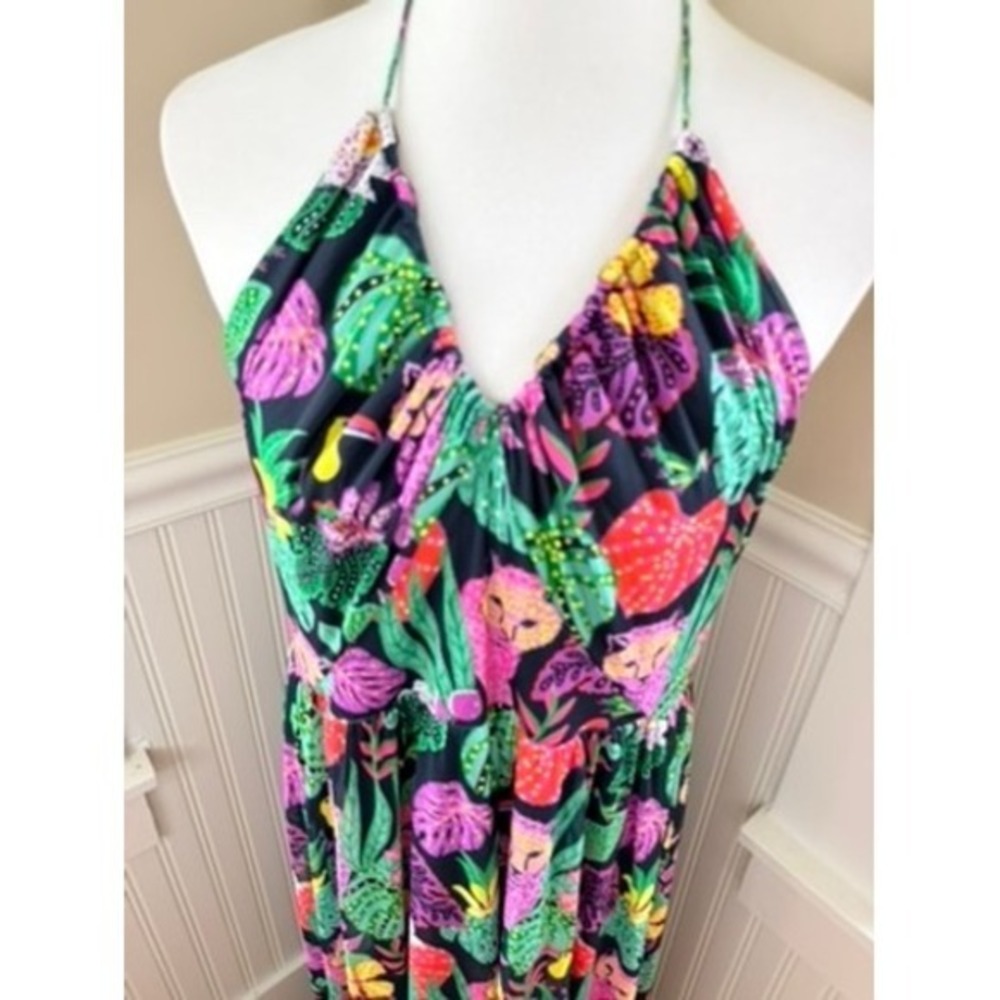 NWT Betsey Johnson Paulina Halter Maxi Dress Tropical Jungle Print XXL - Picture 10 of 12